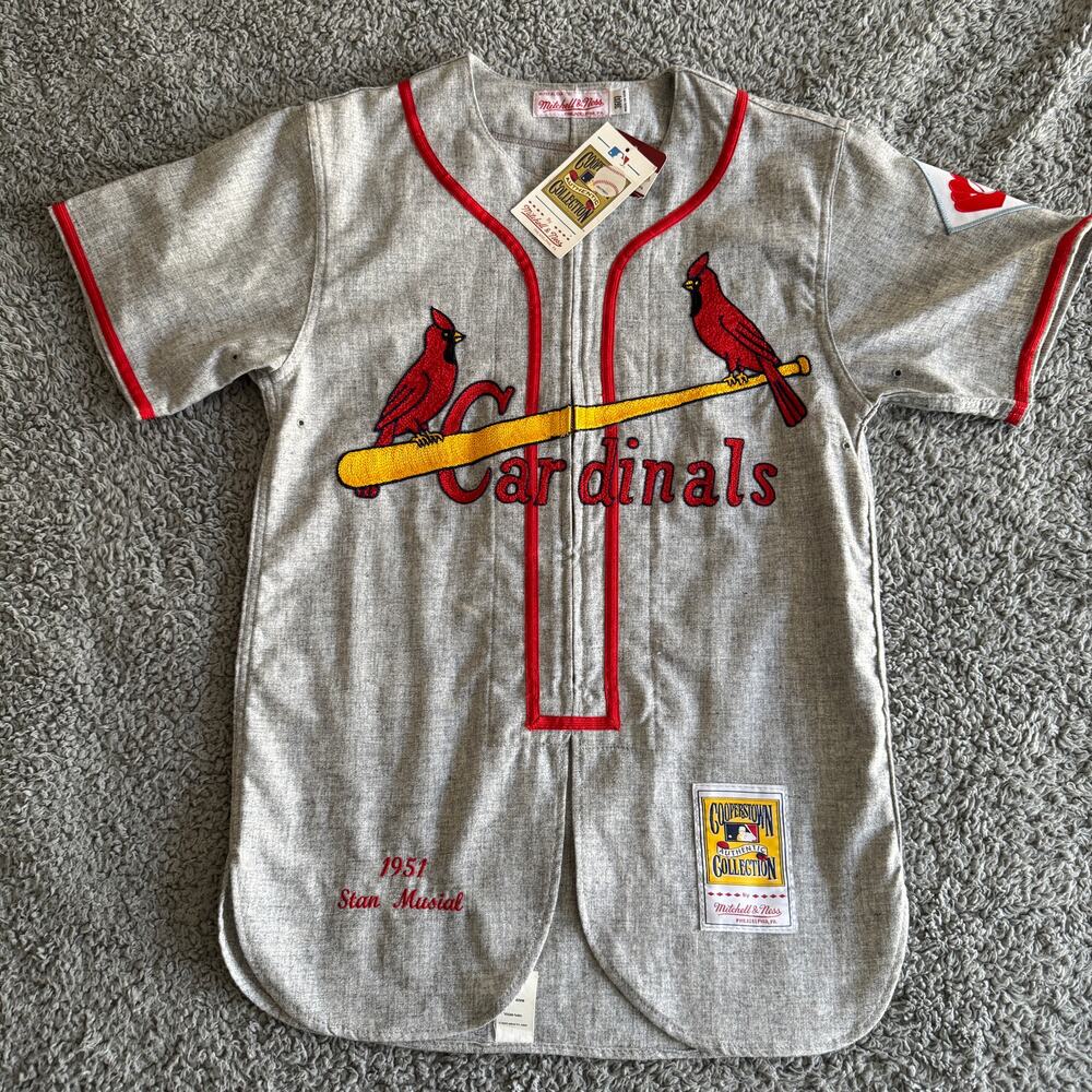 Authentic Stan Musial Mitchell & Ness Wool MLB St Louis Cardinals 1951 Jersey S